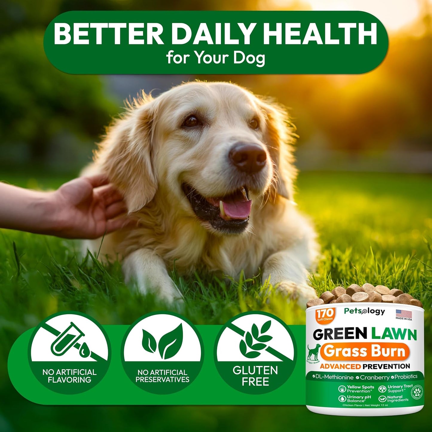 Side profile of Petsology lawn supplement container