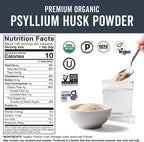 Viva Naturals Organic Psyllium Husk Powder certification logos USDA organic and vegan