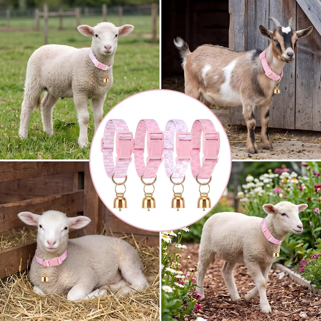 Yeyeplum small farm animal herd identification collars showing the adjustable strap mechanism for custom sizing.