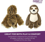 Dog playing with Multipet squeaky sloth plush