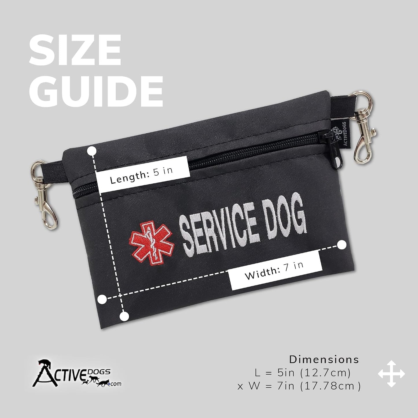 ActiveDogs high visibility white embroidery service dog lettering close up