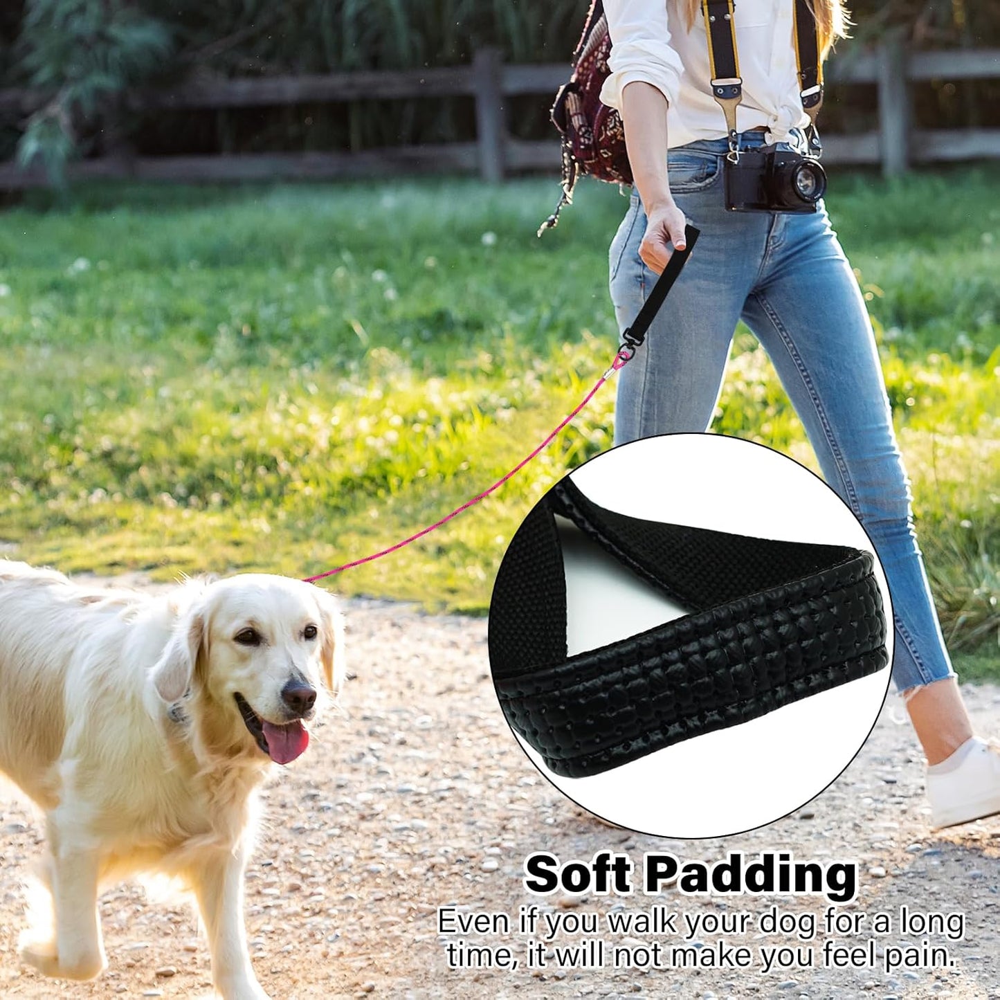 Durable anti bite dog lead with secure sliding lock buckle system