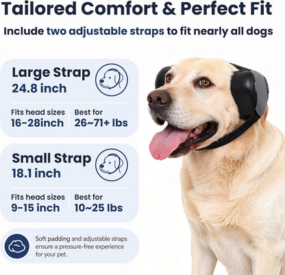 Side view of Petvolve 35 Decibels noise reduction rating dog ear muffs highlighting the acoustic foam.
