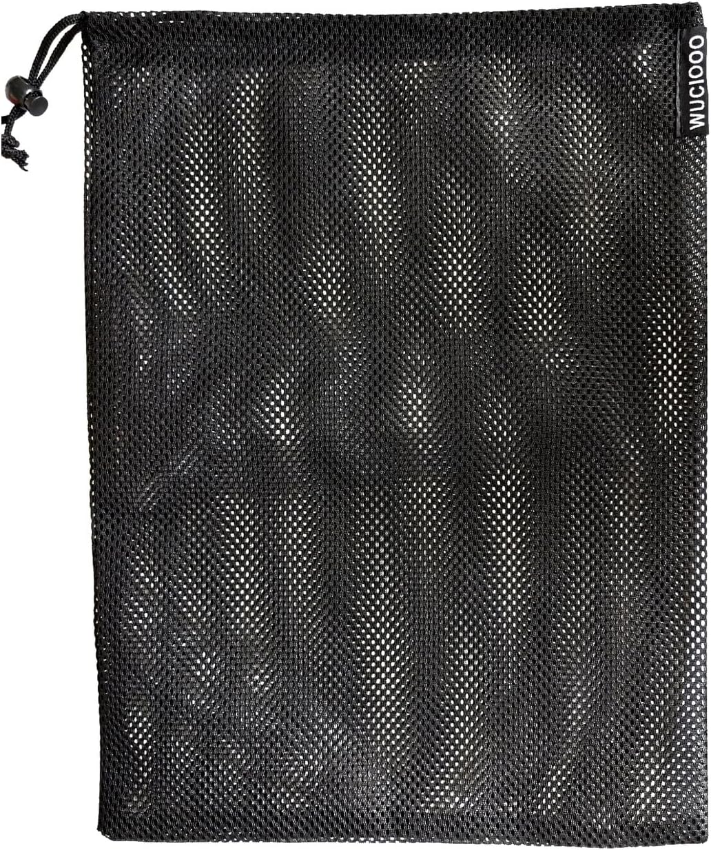 Giantree mesh drawstring bag 2 pack front view showcasing heavy duty black polyester material for pond pump protection.