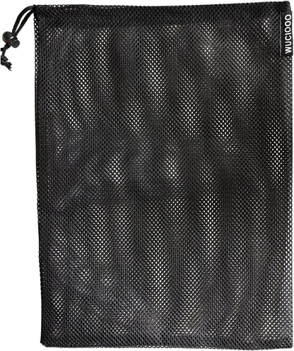 Giantree mesh drawstring bag 2 pack front view showcasing heavy duty black polyester material for pond pump protection.
