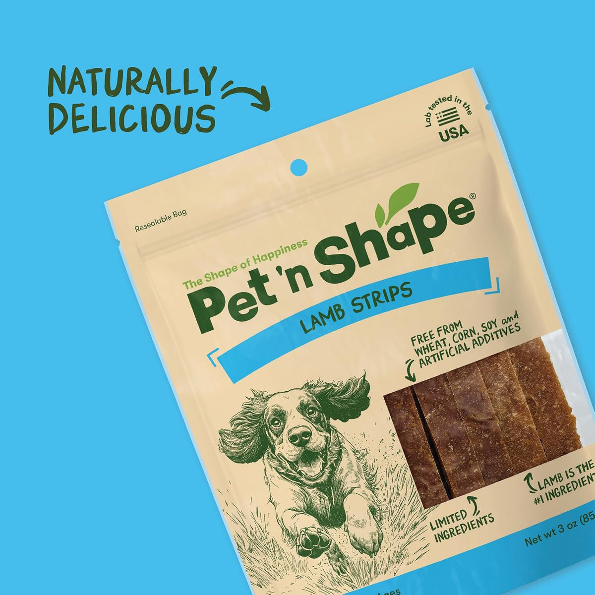 Pet 'N Shape lamb jerky strips texture view