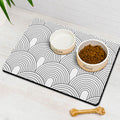 Ayiashiab absorbent dog food mat top view with boho pattern