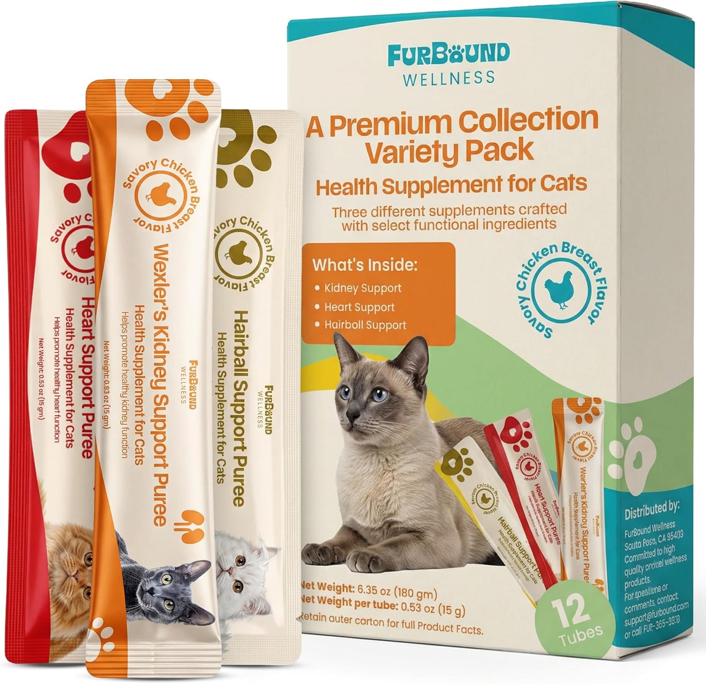 Wellness Kidney Support Pure for Cats - Renal Cat Health Supplement with Taurine, L-Carnitine, CoQ10, B-Complex, Yucca - Phosphorus-Conscious with Savory Chicken Breast Flavor - 10 Tubes - Image 9