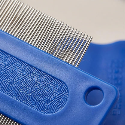 Side view of the ergonomic plastic finger grip on the blue KittuPet dog eye cleaning tool.