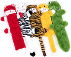 No stuffing puppy play toys highlighting head and tail squeaker locations.