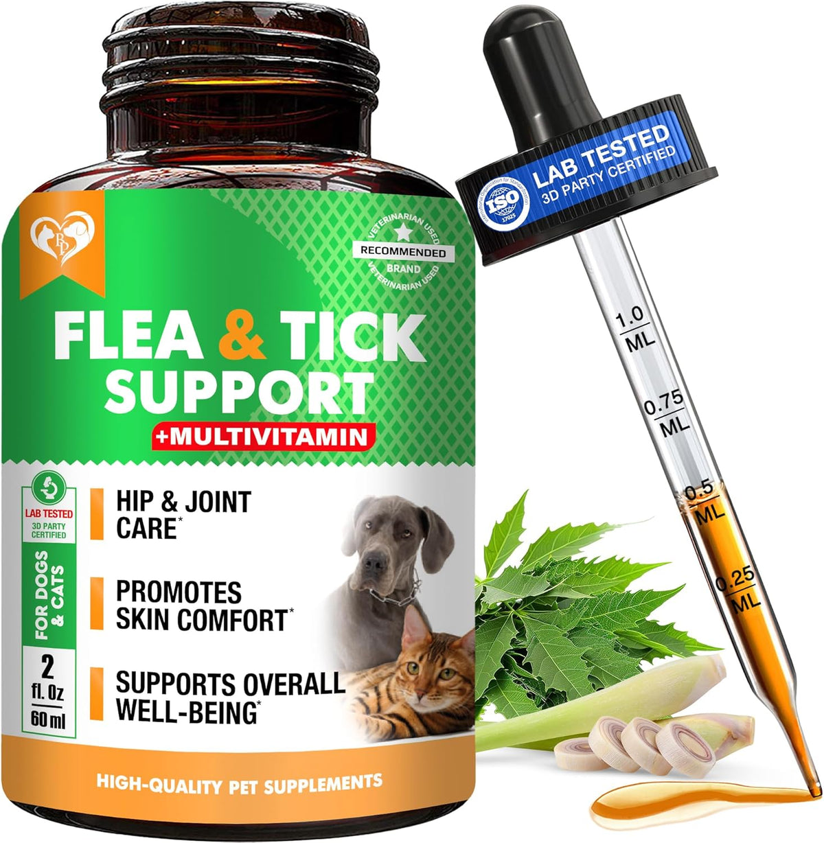 Beloved Pets Oral Flea and Tick Prevention bottle front view natural pet supplement