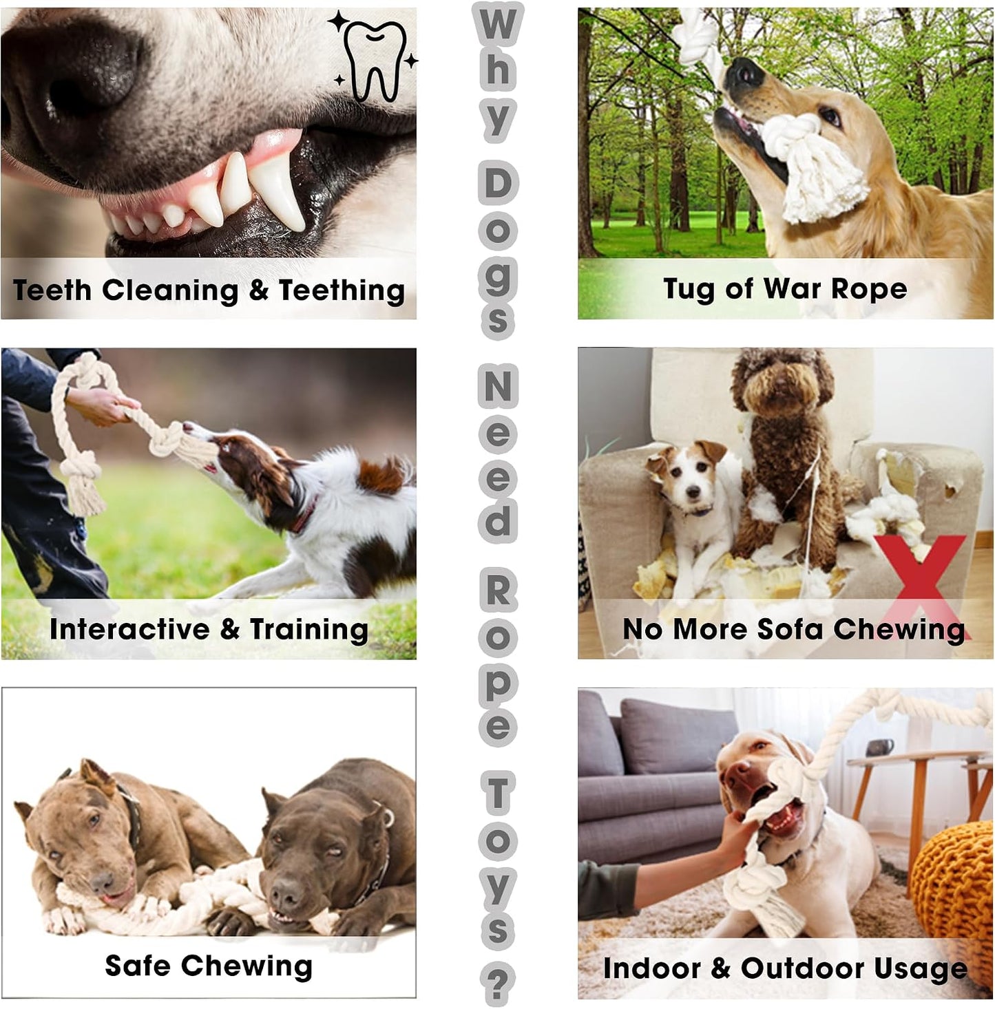 Barida chemical free natural white canine teething and dental health rope