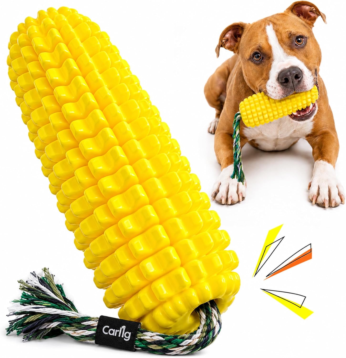 Carllg dog chew toy corn stick front view