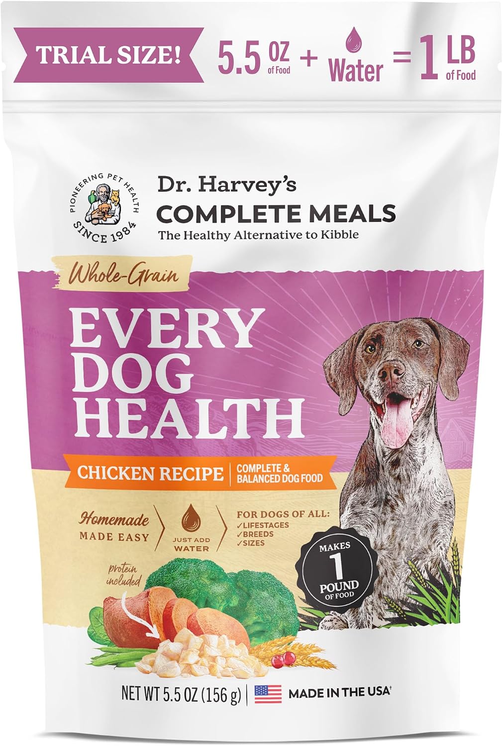 Dr. Harvey's Every Dog Health, Complete & Balanced Homemade Meal for Dogs with Dehydrated Chicken, Organic Whole Grains, Vegetables and Probiotics (Net 5lbs., Makes 20 lbs of Food) - Image 10