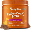 Zesty Paws Omega 3 Alaskan Fish Oil Chew Treats for Dogs front view bottle of skin and coat supplements.