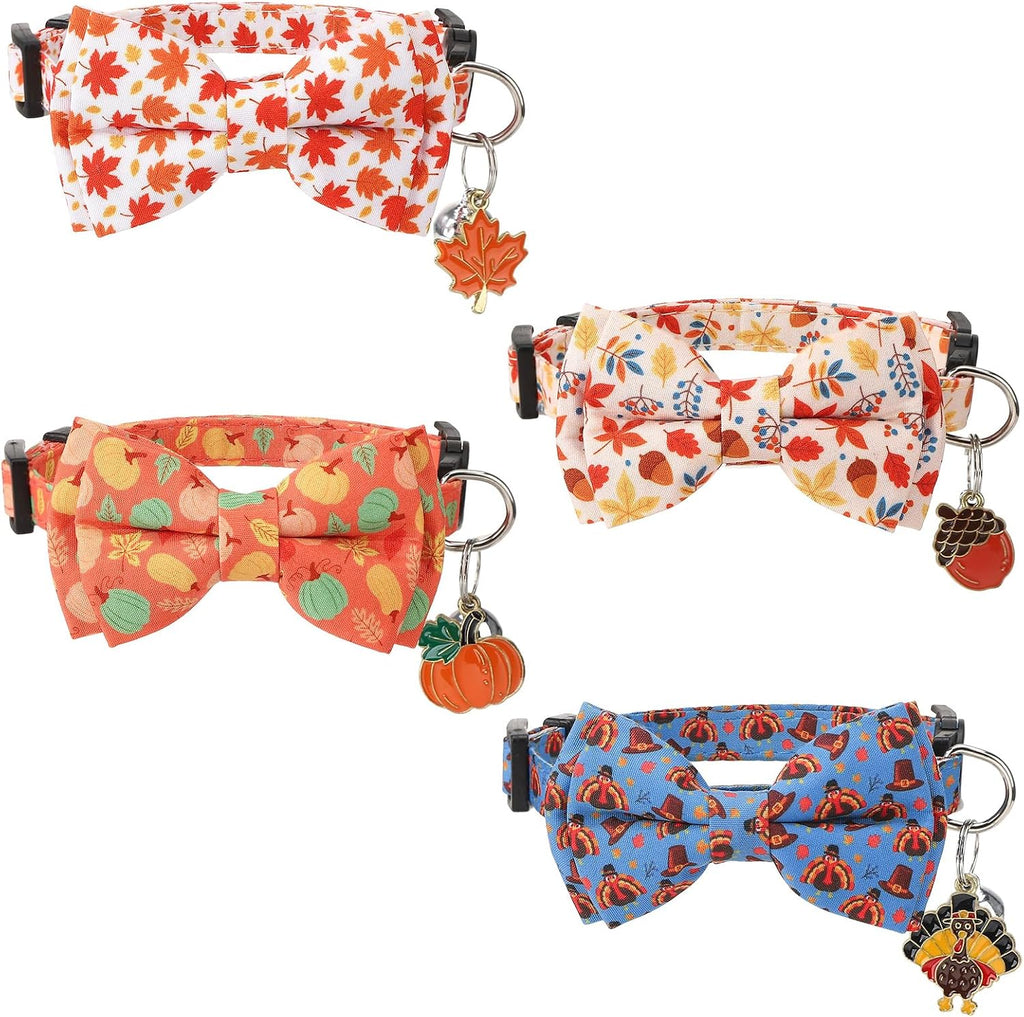 4 Pack Holiday Cat Collars with Bow Tie Halloween Cat Collar Breakaway - Image 11