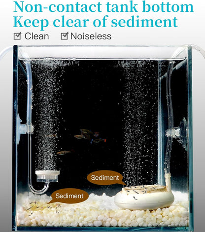 Clscea quiet single way aquarium oxygen pump running inside small fish tank