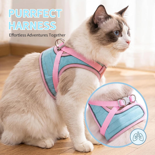Adjustable step in pet vest harness with reflective strips