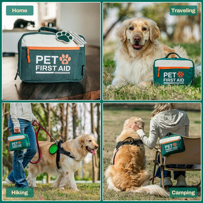 Rhino Rescue Dog Emergency Kit showing the included pet muzzle and emergency slip leash.