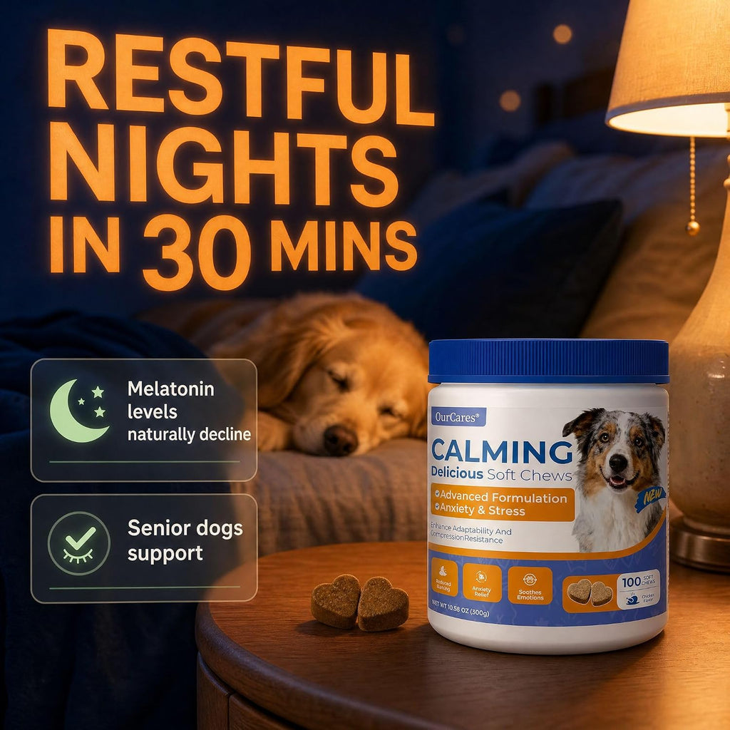 Premium chicken flavor canine calming treats for behavior management.