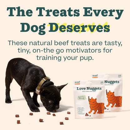 High protein Woof Love Nuggets beef recipe dog treats
