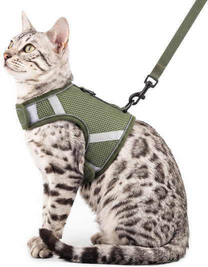 Cat Harness and Leash Set Escape Proof Kitten Harness No-Head-Pull Cat Vest Cat Leash for Walking Travel, Grey, X-Large - Image 10