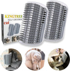 Kingtree cat corner scratcher self groomer front view grey brush