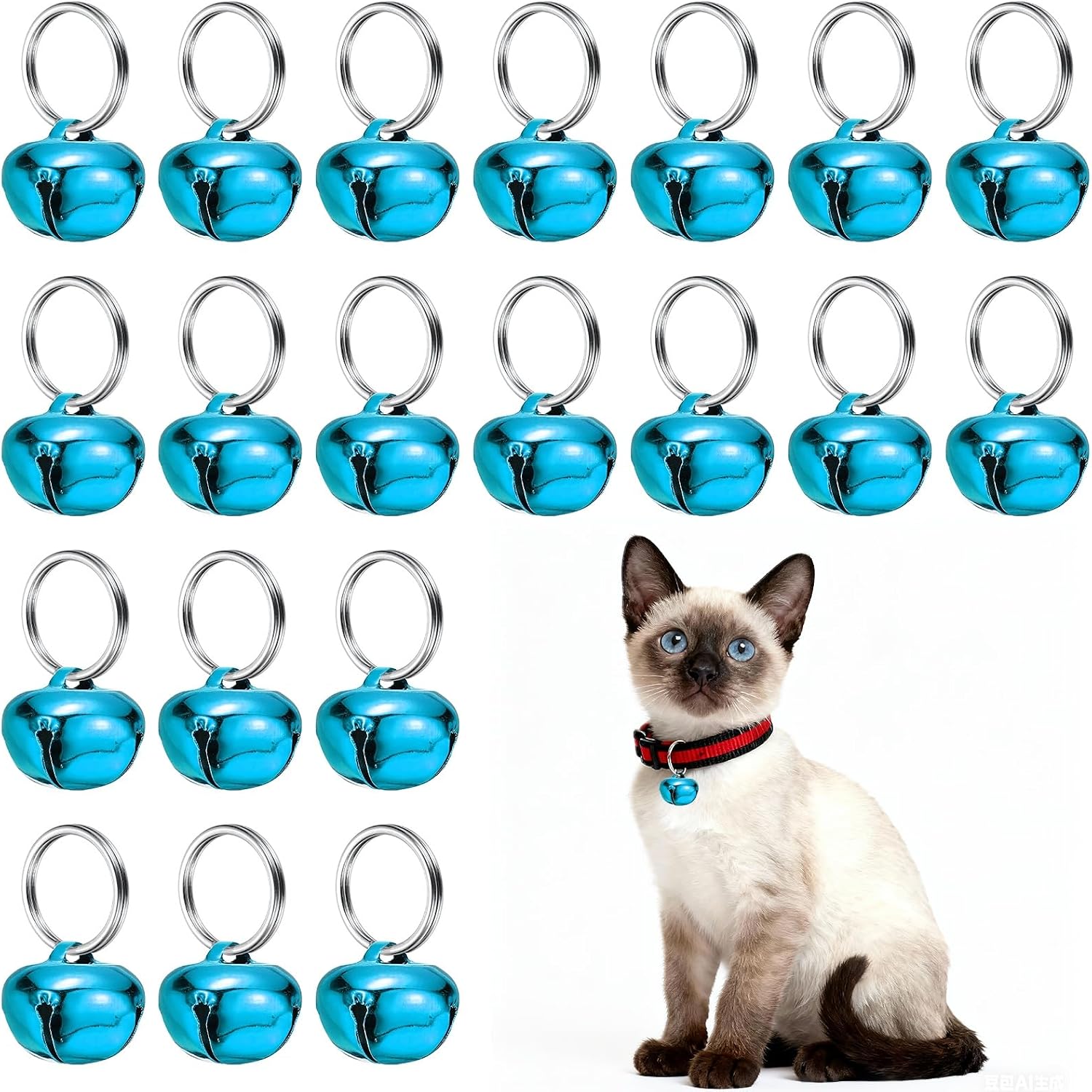 Cat Bells, Small Pets Cross Copper Bells Collars Charm with Key Rings Loud Crisp Sound Anti-Lost - Image 11