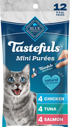 Blue Buffalo Tastefuls Mini Pures Natural Cat Treats, Chicken, Tuna, Salmon Variety Pack, 0.5 oz. Single Servings, 24-Count - Image 11