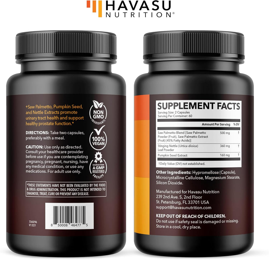Saw Palmetto with Pumpkin & Nettle, Prostate Health Supplement, 120 Count - Image 9