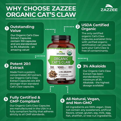 Zazzee Naturals premium bark extract packaging emphasizing the 1000 mg per serving formulation.