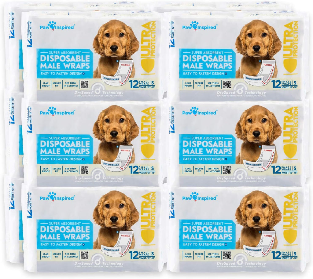 Paw Inspired Disposable Male Dog Wraps, Belly Band for Dogs | Disposable Dog Diapers | Belly Bands for Male Dogs (12 Count, X-Small) - Image 13