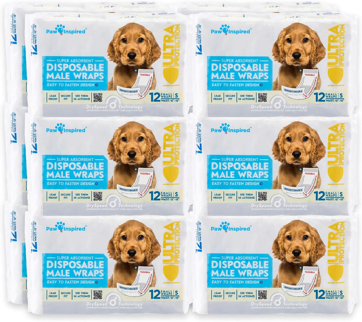 Paw Inspired Disposable Male Dog Wraps, Belly Band for Dogs | Disposable Dog Diapers | Belly Bands for Male Dogs (12 Count, X-Small) - Image 13