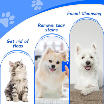 Jigfew pet grooming comb removing eye discharge from dog