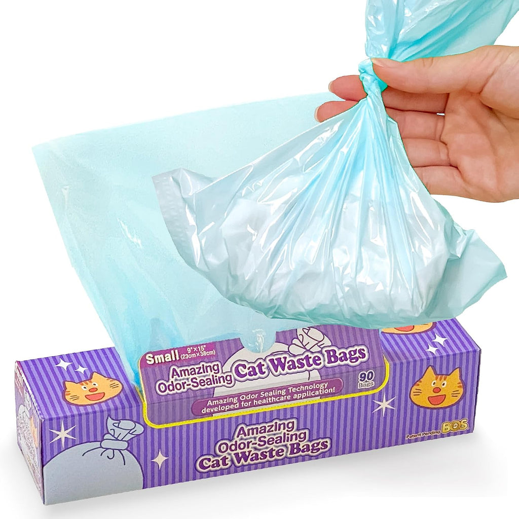BOS Amazing Odor-Sealing Cat Waste Bags front view packaging