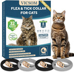 VICSOM 4 Pack Flea and Tick Collar for Cats, 32 Months Treatment, Waterproof Adjustable Kitten Flea Collar, Flea Prevention, Black - Image 10