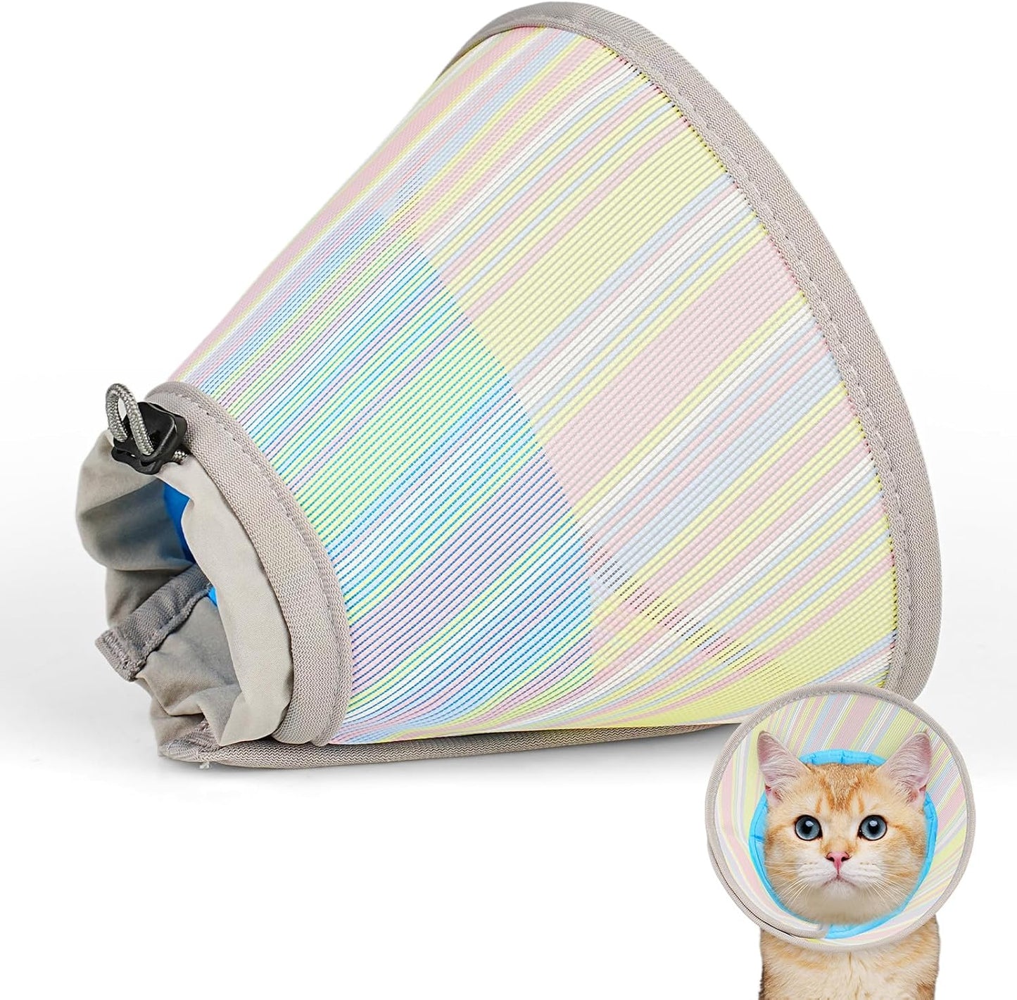Supet Soft Cat Cone Collar to Stop Licking, Breathable Mesh Cone with Waterproof Liner Recovery Collar, for Kitten, Comfortable Elizabethan Alternative for Spay Neuter Grooming (M) - Image 12
