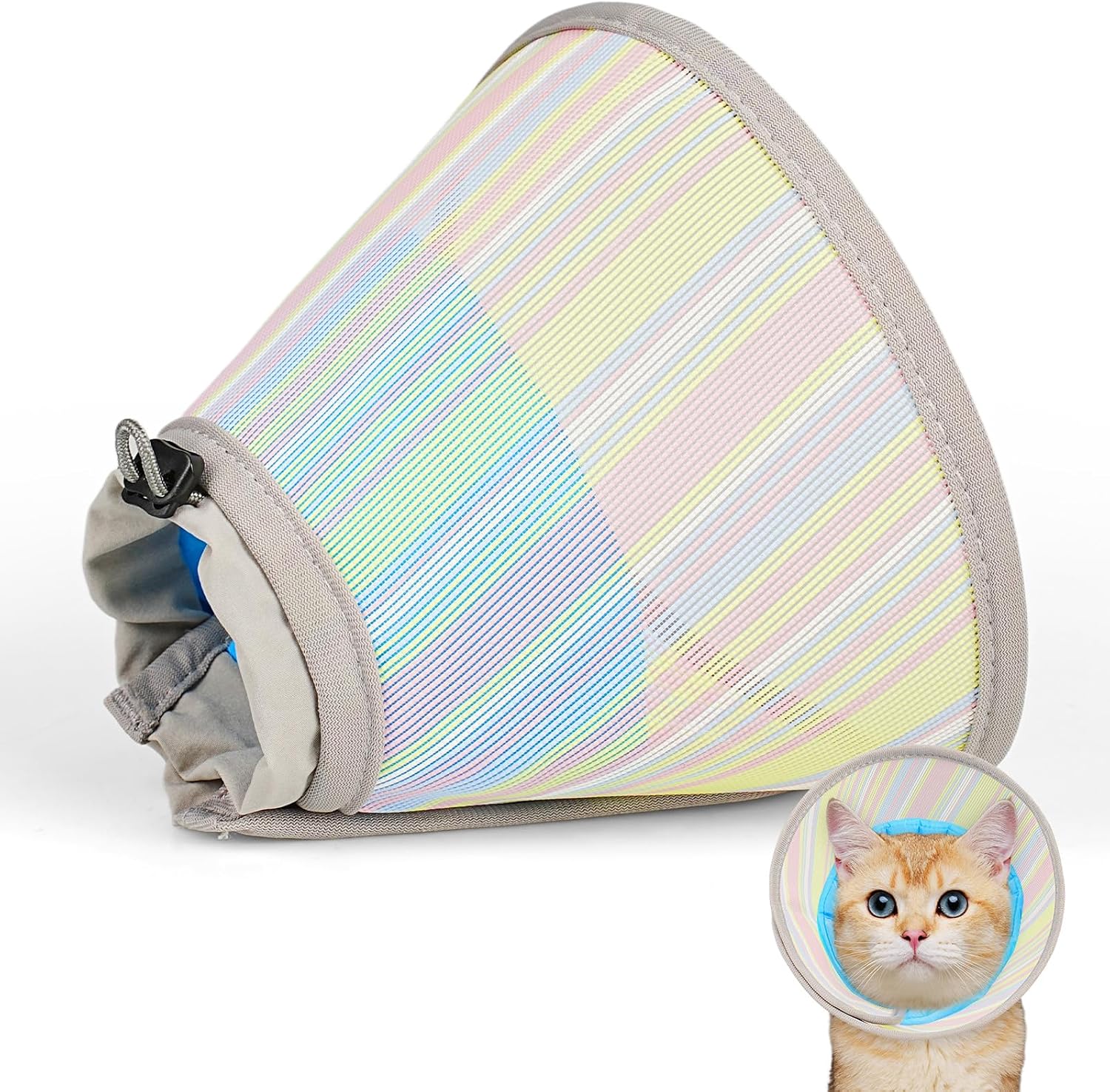 Supet Soft Cat Cone Collar to Stop Licking, Breathable Mesh Cone with Waterproof Liner Recovery Collar, for Kitten, Comfortable Elizabethan Alternative for Spay Neuter Grooming (M) - Image 12