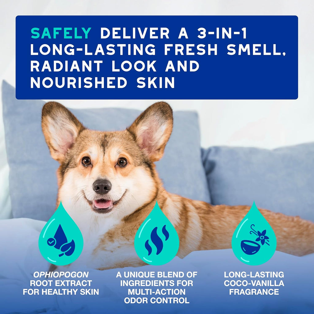 Close up of Douxo Spa deodorizing spray bottle label