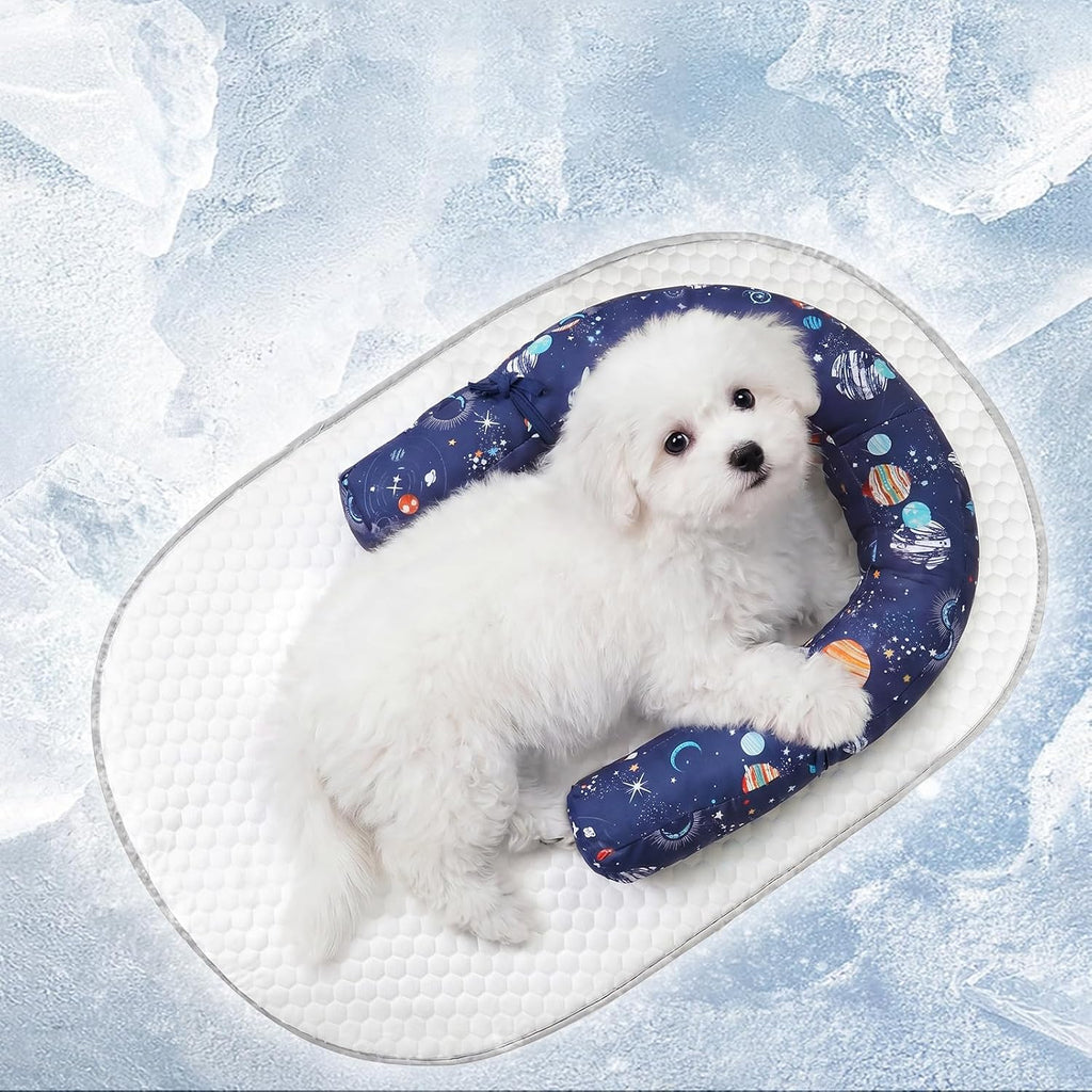 Supet Cat Cooling Mat, Ice-Silk Self-Cooling Pad for Cats, Memory Foam Pet Cooling Bed with Anti-Slip Bottom and Scratch-Resistant Fabric for Summer, Travel, and Indoor Use,28x20'',Donut Blue - Image 10