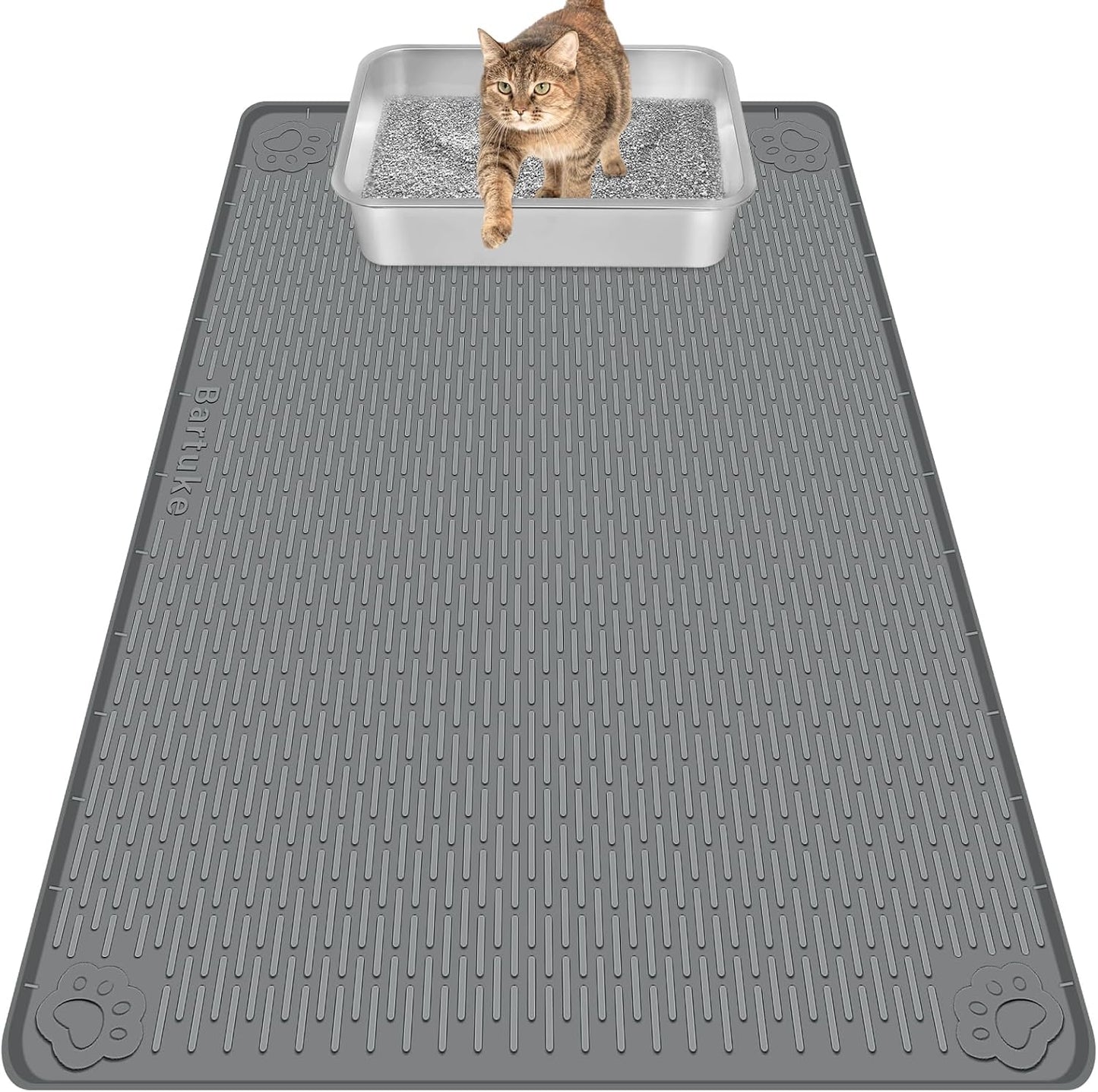 Cat Litter Mat, Extra Large 40" x 28" Silicone Mat Litter Trapping Mat for Scatter Control, Soft on Kitty Paws, Easy to Clean (Gray) - Image 11