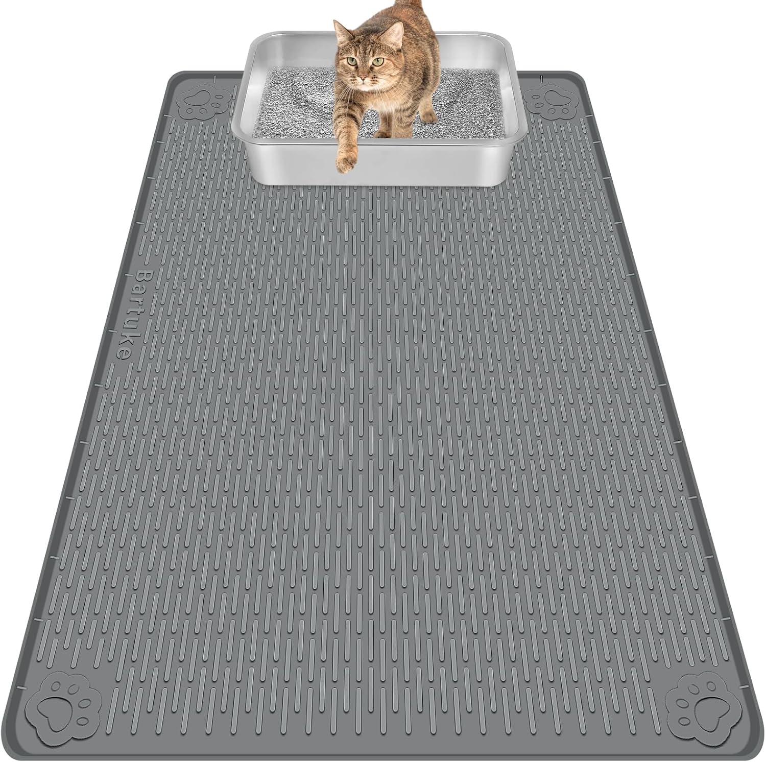 Cat Litter Mat, Extra Large 40" x 28" Silicone Mat Litter Trapping Mat for Scatter Control, Soft on Kitty Paws, Easy to Clean (Gray) - Image 11