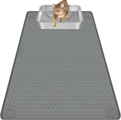 Cat Litter Mat, Extra Large 40" x 28" Silicone Mat Litter Trapping Mat for Scatter Control, Soft on Kitty Paws, Easy to Clean (Gray) - Image 11