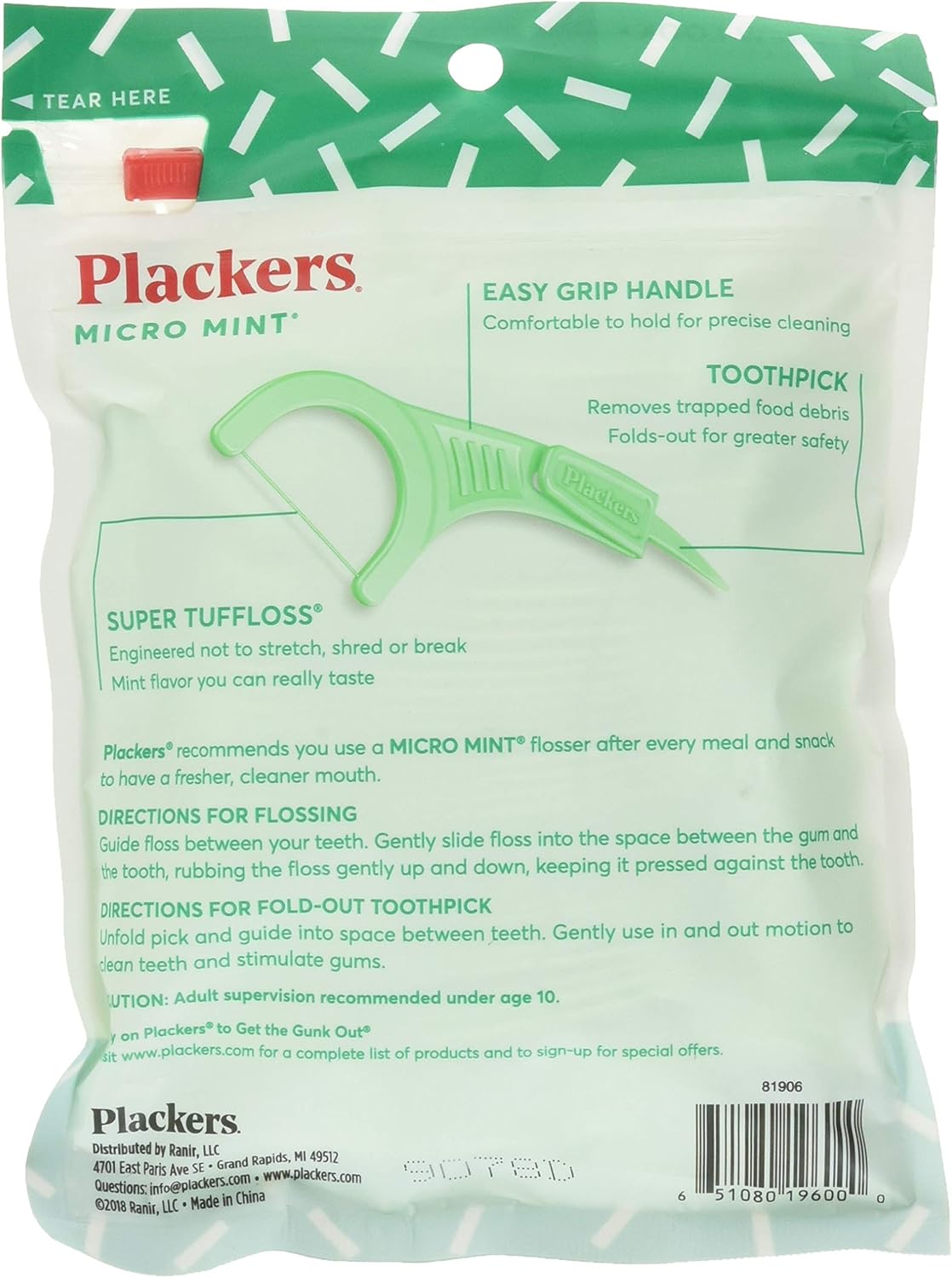 PLACKERS Micro Mint Freshens Breath, Dental Flossers Mint 90 Each - Image 2