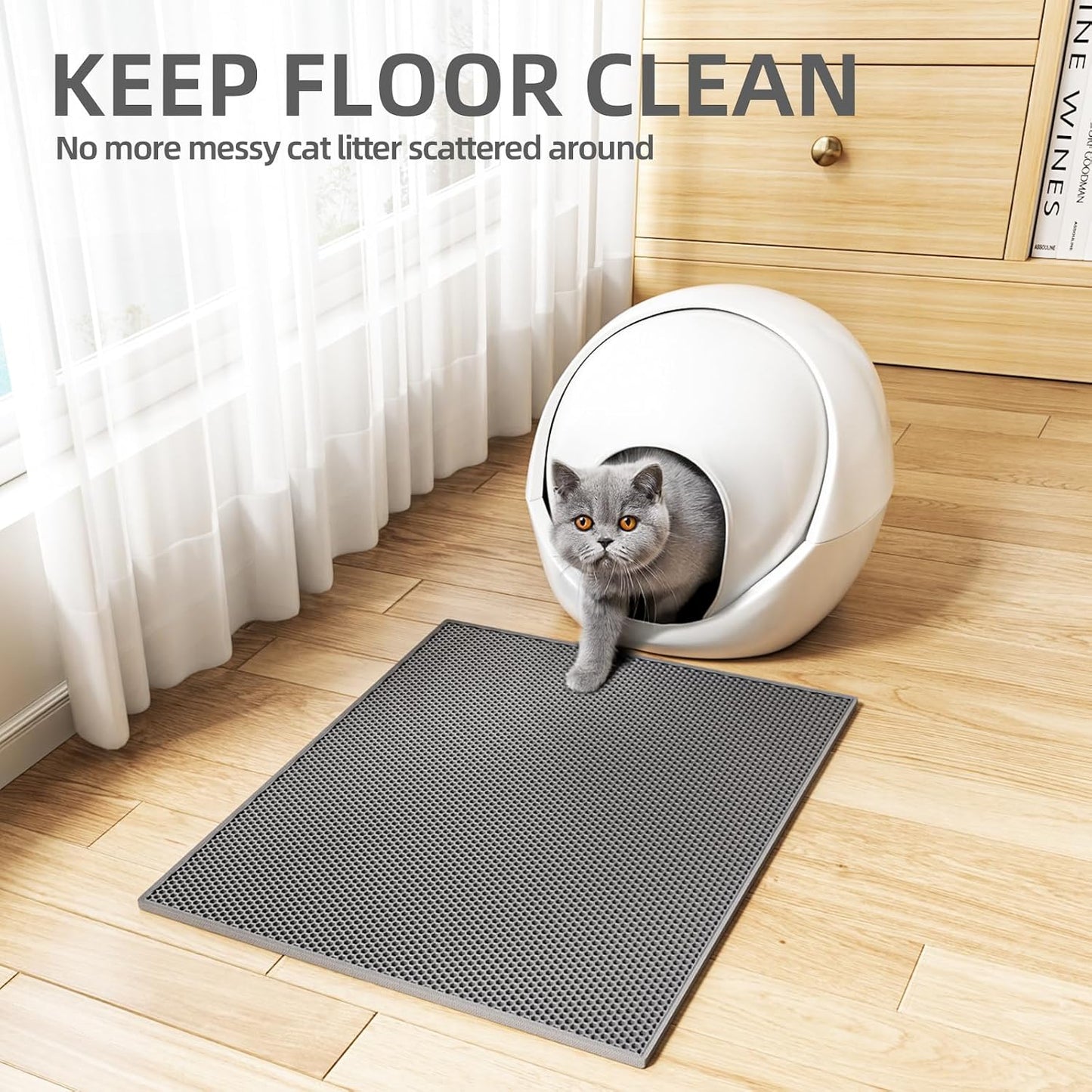 ESTHELLO premium pet mat being rinsed with water for easy cleaning maintenance.