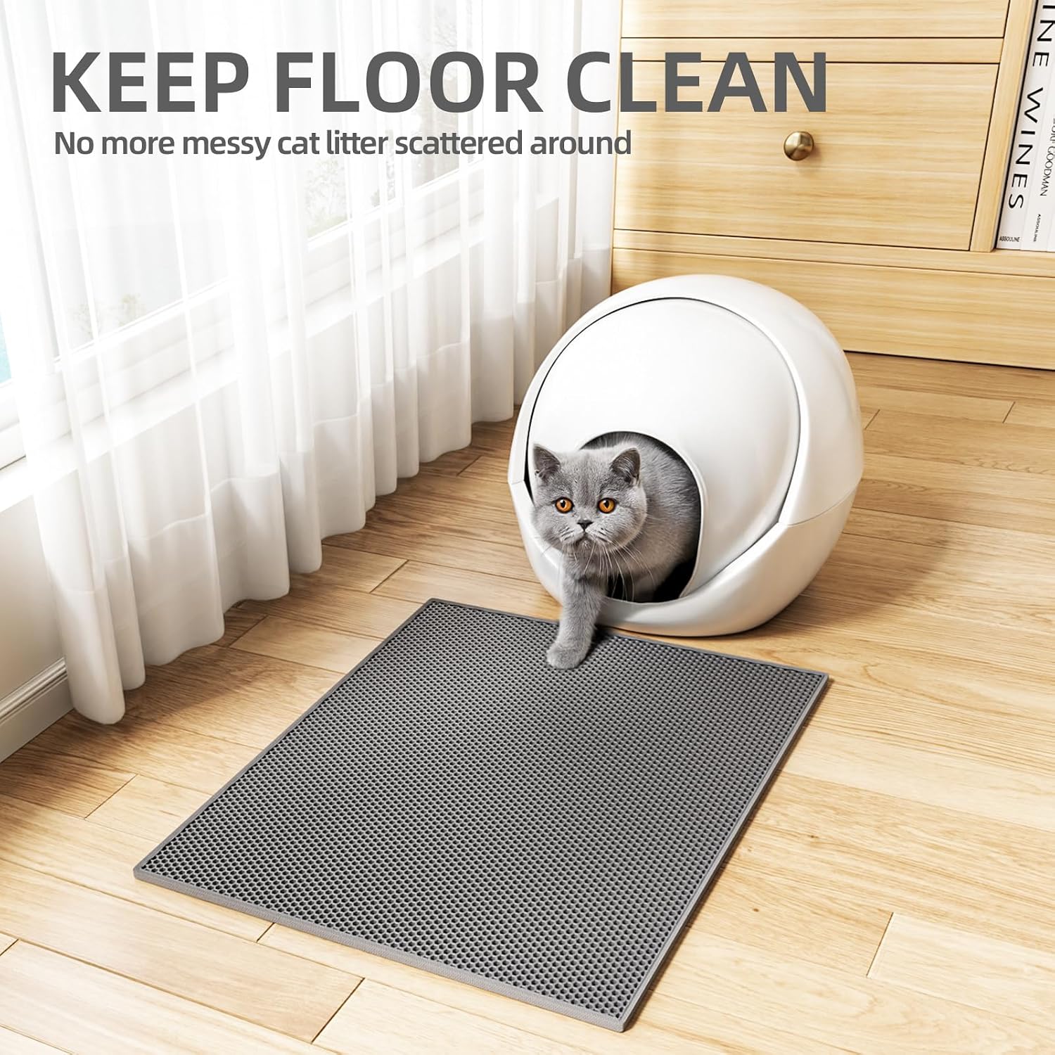 ESTHELLO premium pet mat being rinsed with water for easy cleaning maintenance.