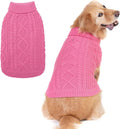 BINGPET thermal knitted dog sweater front view pink cable knit style