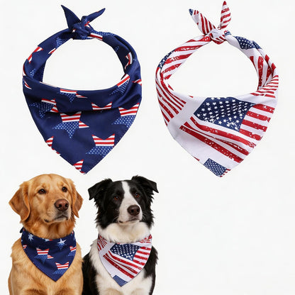 Stylish red and blue dog bandana accessory set