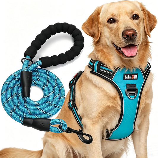 tobeDRI No Pull Dog Harness Adjustable Reflective Oxford Easy Control Medium Large Dog Harness with A Free Heavy Duty 5ft Dog Leash - Image 1