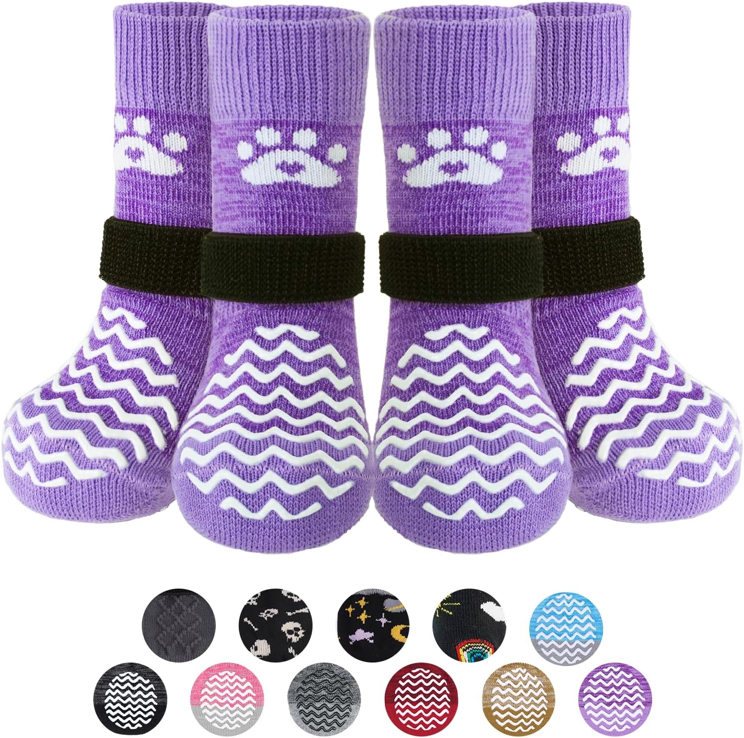 PUPTECK Anti Slip Dog Socks with Double Grippers for Hardwood Floors, Shoes for Hot/Cold Pavement, Boots & Paws Protectors to Prevent Licking, Traction Booties for Senior Small Large Dogs - Image 10